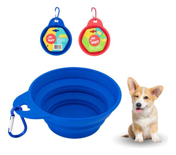Plato Comedero Para Perro Plegable 11x6x3.5cm Mr Wuff Azul