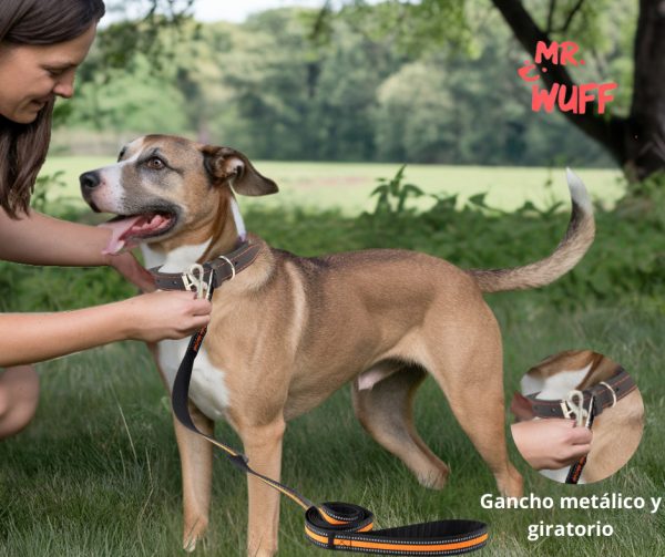 Correa Para Perro Resistente Fuerte Reflejante Mr Wuff Naranja - Imagen 4