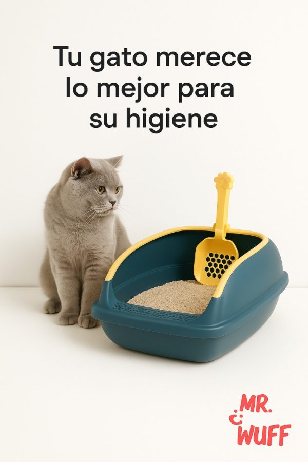 Arenero Sanitario Para Gato Abierto Con Pala Estable Mr Wuff Turquesa Grande - Imagen 10