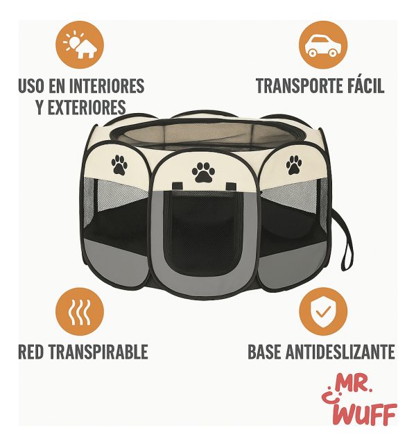 Casa Corral Para Perro Gato Conejo Mascota Plegable Mr Wuff Gris / Chico - Imagen 9