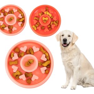 Plato Comedero Para Perro Interactivo Comida Lenta Mr Wuff Rosa Corazon