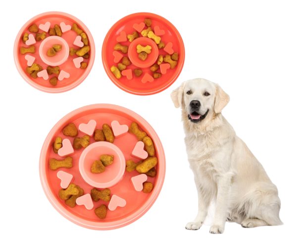 Plato Comedero Para Perro Interactivo Comida Lenta Mr Wuff Rosa Corazon