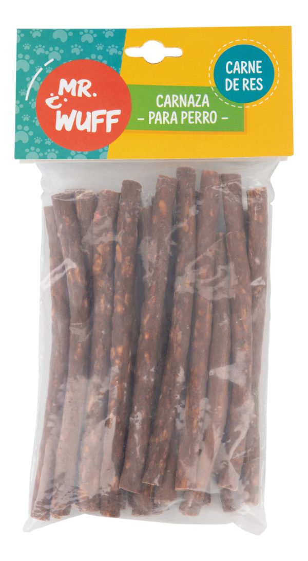 Premios Carnaza Perro Snack 20 Palitos 250gr Mr Wuff Carne - Imagen 4