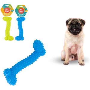 Juguete Mordedera Hueso Perro Mr Wuff Antiestres Resistente Azul