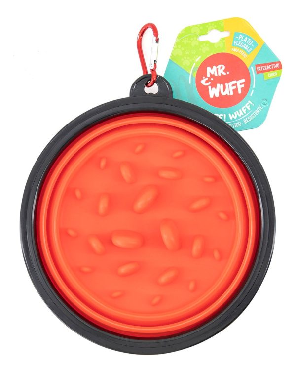 Plato Comedero Perro Plegable Interactivo Grande Mr Wuff Color Rojo - Imagen 4
