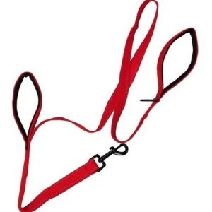 Correa Para Perro Doble Agarre Resistente Antideslizante De Alta Seguridad 1.20m Mr Wuff Color Rojo