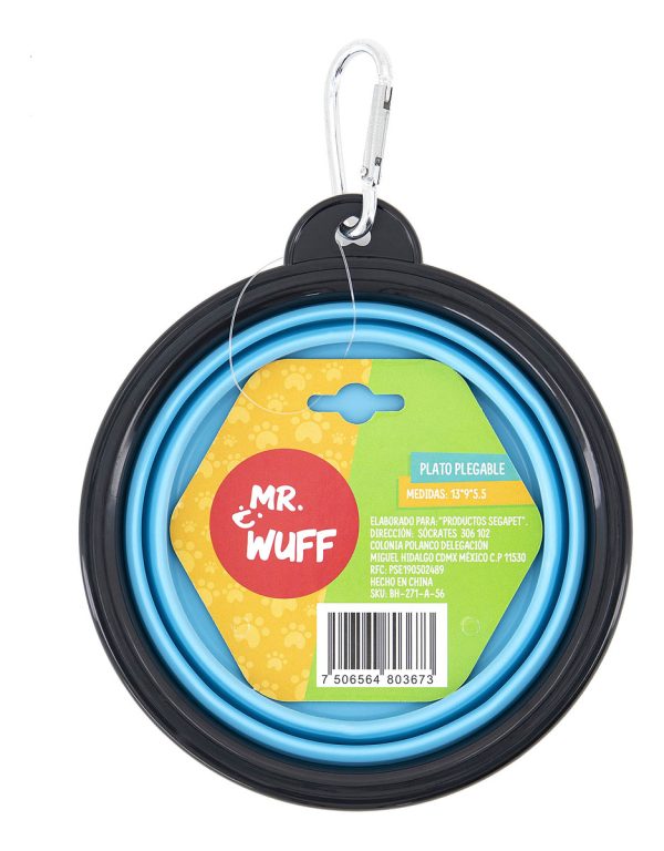 Plato Comedero Para Perro Plegable 155g Mr Wuff Color Azul - Imagen 7