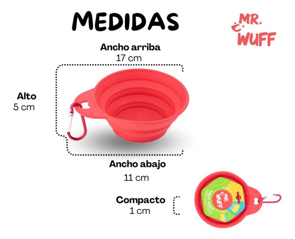 Plato Comedero Para Perro Plegable 11x6x3.5cm Mr Wuff Rosa - Imagen 3