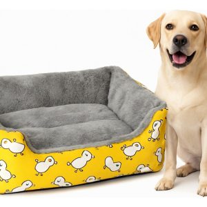 Cama Para Perro Gato Rectangular Acolchonada Mr Wuff Tallas Amarillo Con Gris 70x50