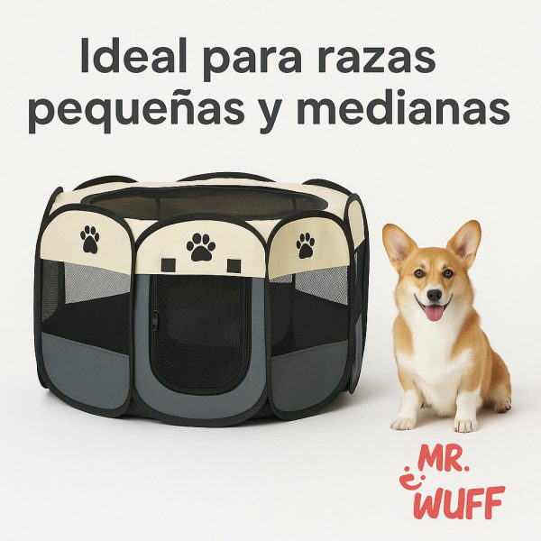 Casa Corral Para Perro Gato Conejo Mascota Plegable Mr Wuff Gris / Chico - Imagen 4