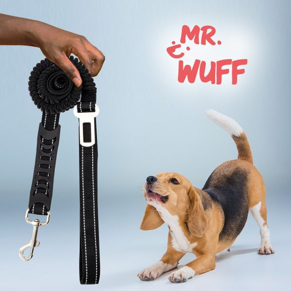 Correa Cinturon Auto Mr Wuff Para Perro Elastica Resistente Gris/amarillo - Imagen 6