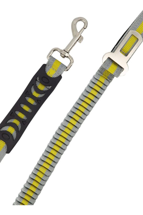 Correa Cinturon Auto Mr Wuff Para Perro Elastica Resistente Gris/amarillo - Imagen 3