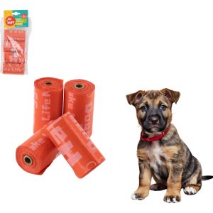 60 Bolsas Para Perros Popo Heces Sanitarias Mr Wuff 4 Rollos Color Rojo