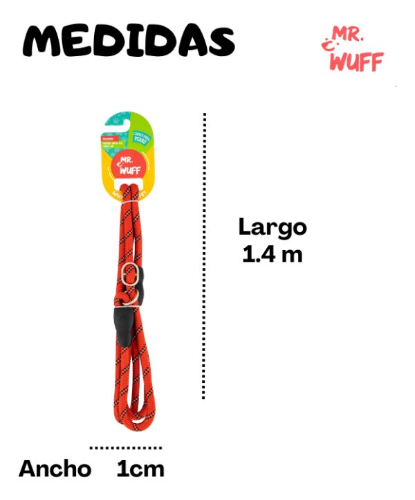 Correa Para Perro Resistente Ajustable Reflejante Mr Wuff Rojo - Imagen 3