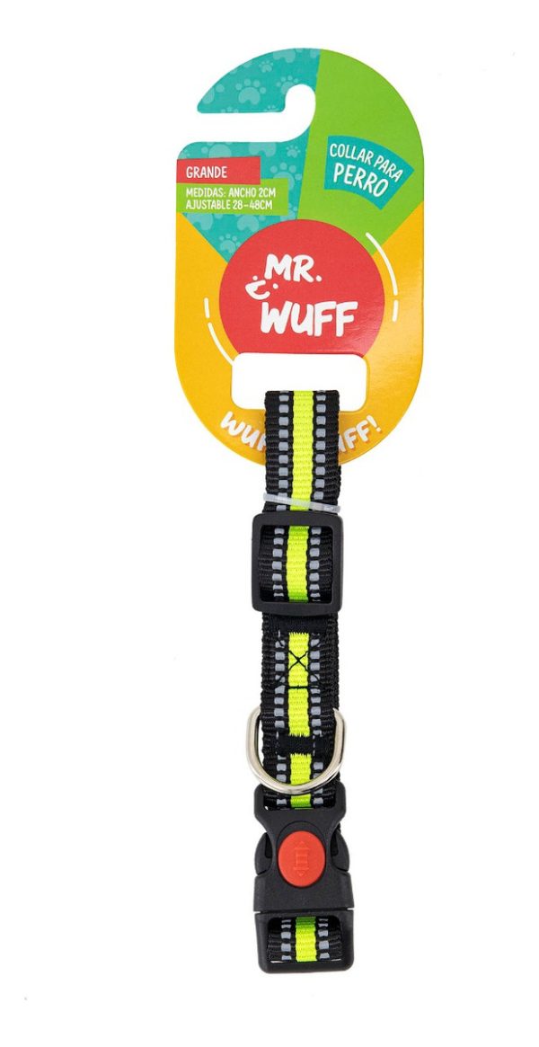 Collar Para Perro Reflejante Broche Ajustable Mr Wuff Verde L - Imagen 2