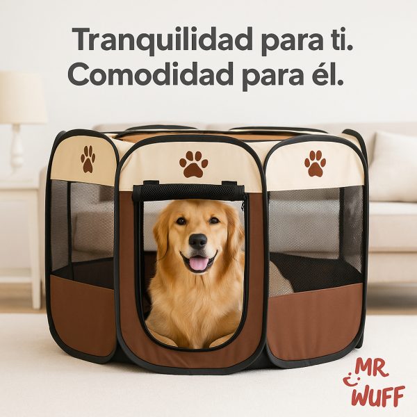 Casa Corral Para Perro Gato Conejo Mascota Plegable Mr Wuff Café / Grande - Imagen 8