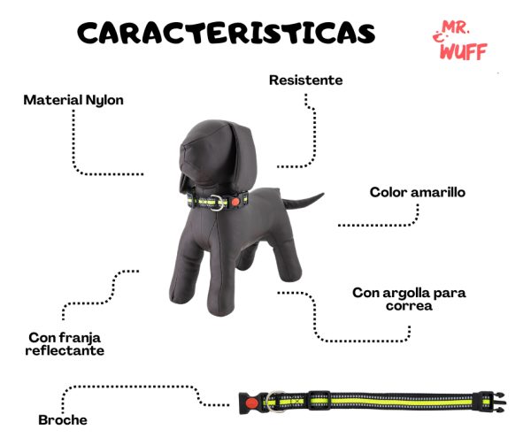 Collar Para Perro Reflejante Broche Ajustable Mr Wuff Verde L - Imagen 4