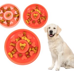 Plato Comedero Para Perro Interactivo Comida Lenta Mr Wuff Color Rojo Corazon