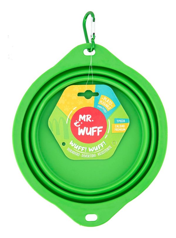 Plato Comedero Para Perro Plegable 16x12x6cm Mr Wuff Verde - Imagen 4