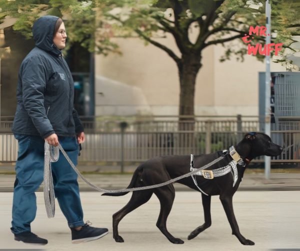 Pechera Arnés De Seguridad Perro Con Correa Y Collar Mr Wuff Gris M - Imagen 4