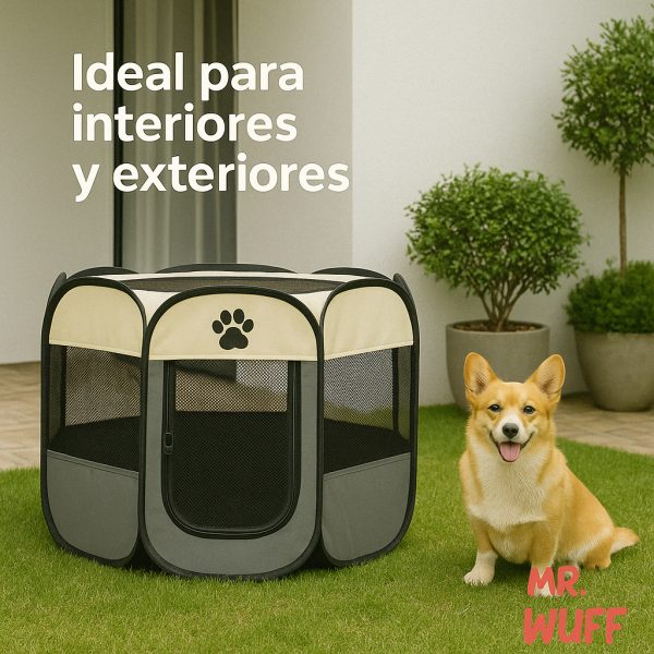 Casa Corral Para Perro Gato Conejo Mascota Plegable Mr Wuff Gris / Chico - Imagen 6