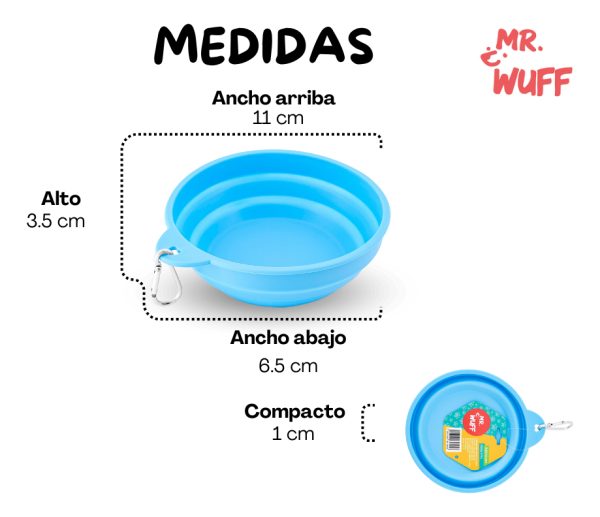 Plato Comedero Para Perro Plegable 17x11x5cm Mr Wuff - Imagen 3