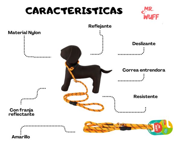 Correa Para Perro Resistente Ajustable Reflejante Mr Wuff Naranja - Imagen 5