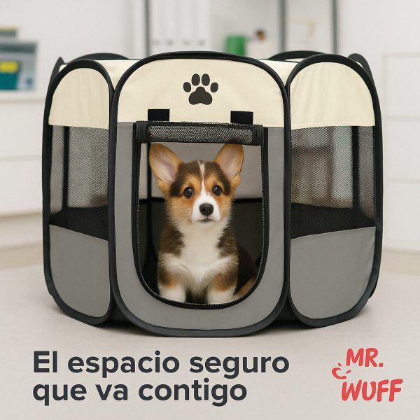 Casa Corral Para Perro Gato Conejo Mascota Plegable Mr Wuff Gris / Chico - Imagen 5