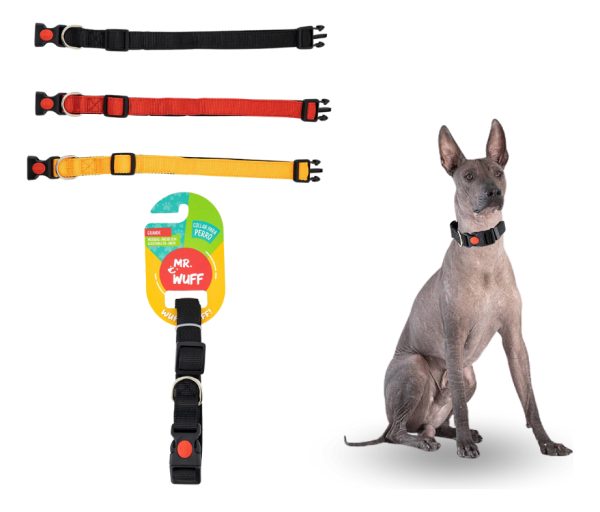 Collar Para Perros Gatos Mascotas Ajustable Mr Wuff Color Negro Broche Tamaño Del Collar Xl