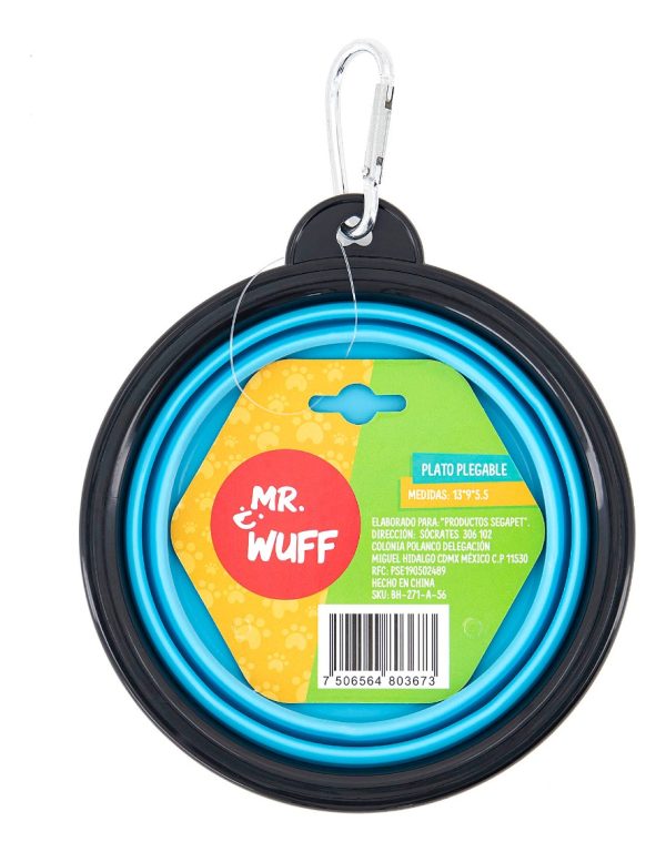 Plato Comedero Para Perro Plegable 155g Mr Wuff Azul - Imagen 4
