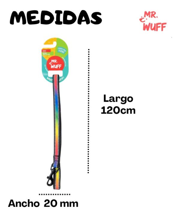 Correa Para Perros Grande Resistente Fuerte 1.20m Mr Wuff Multicolor - Imagen 3