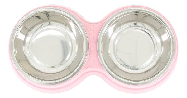 Plato Doble Comedero Perro Plastico Acero Inoxidable Mr Wuff Rosa - Imagen 7