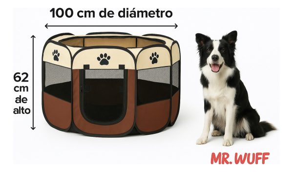 Casa Corral Para Perro Gato Conejo Mascota Plegable Mr Wuff Café / Grande - Imagen 3