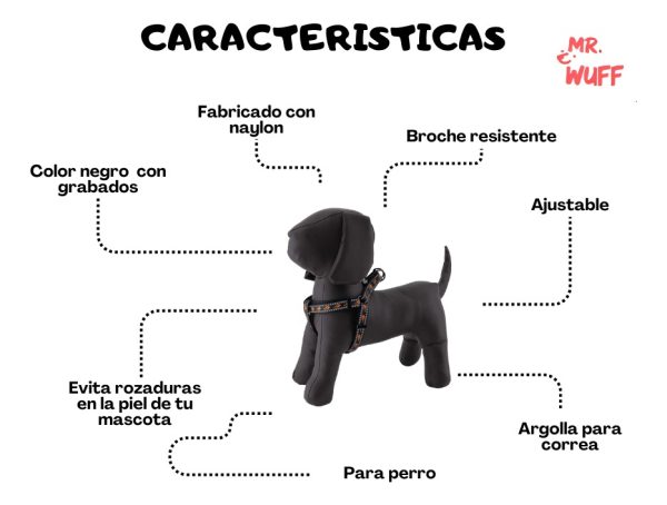 Pechera Arnes De Seguridad Para Perros Resistente Mr Wuff Negro S - Imagen 7