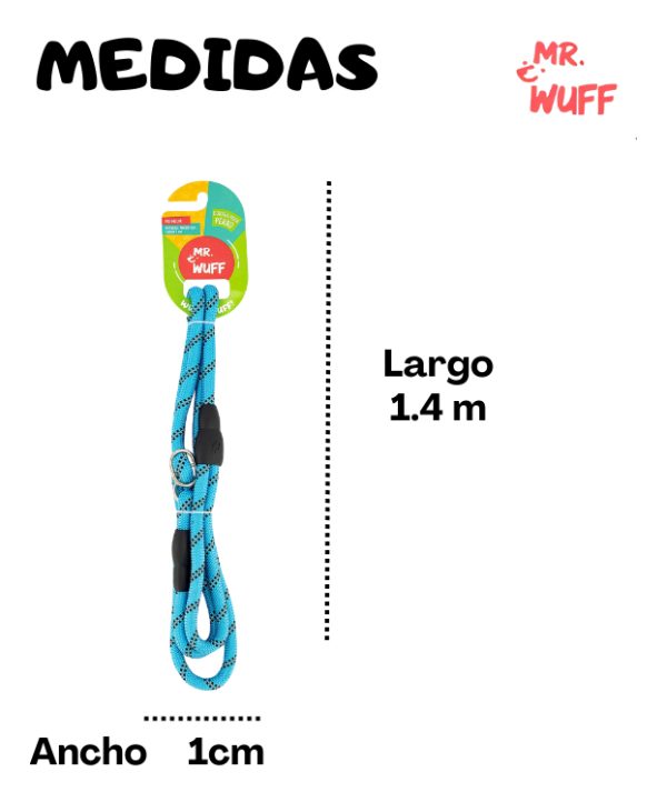 Correa Para Perro Resistente Ajustable Reflejante Mr Wuff Color Azul - Imagen 3