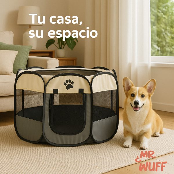 Casa Corral Para Perro Gato Conejo Mascota Plegable Mr Wuff Gris / Chico - Imagen 8