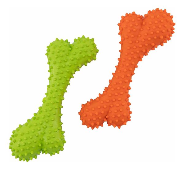 Juguete Para Perro Hueso Mordible Con Textura Sabor Res Naranja - Imagen 5