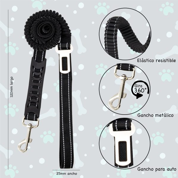 Correa Cinturon Auto Mr Wuff Para Perro Elastica Resistente Gris/amarillo - Imagen 7