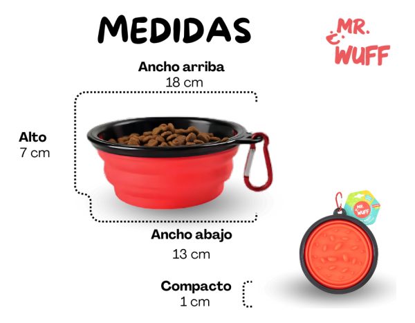 Plato Comedero Perro Plegable Interactivo Grande Mr Wuff Rojo - Imagen 3